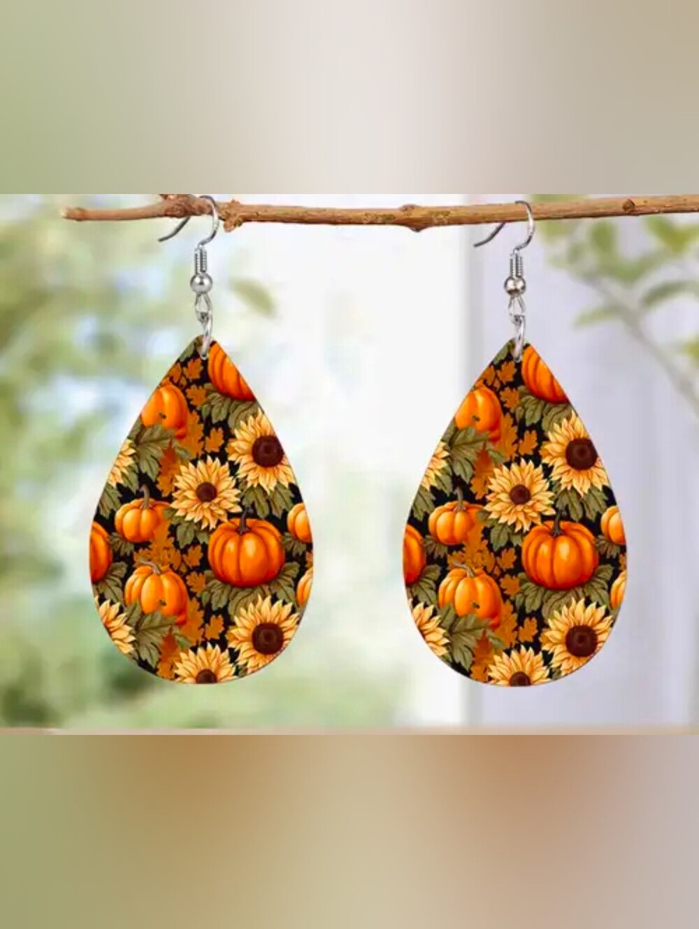 $8 Each Or Bundle 5/$20 Autumn/Fall Pumpkin & Sunflower Teardrop Earrings